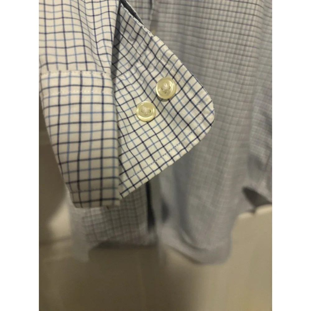 Polo Ralph Lauren Shirt 32/33 Blue White Plaid Classic Fit Long Sleeve Button Up